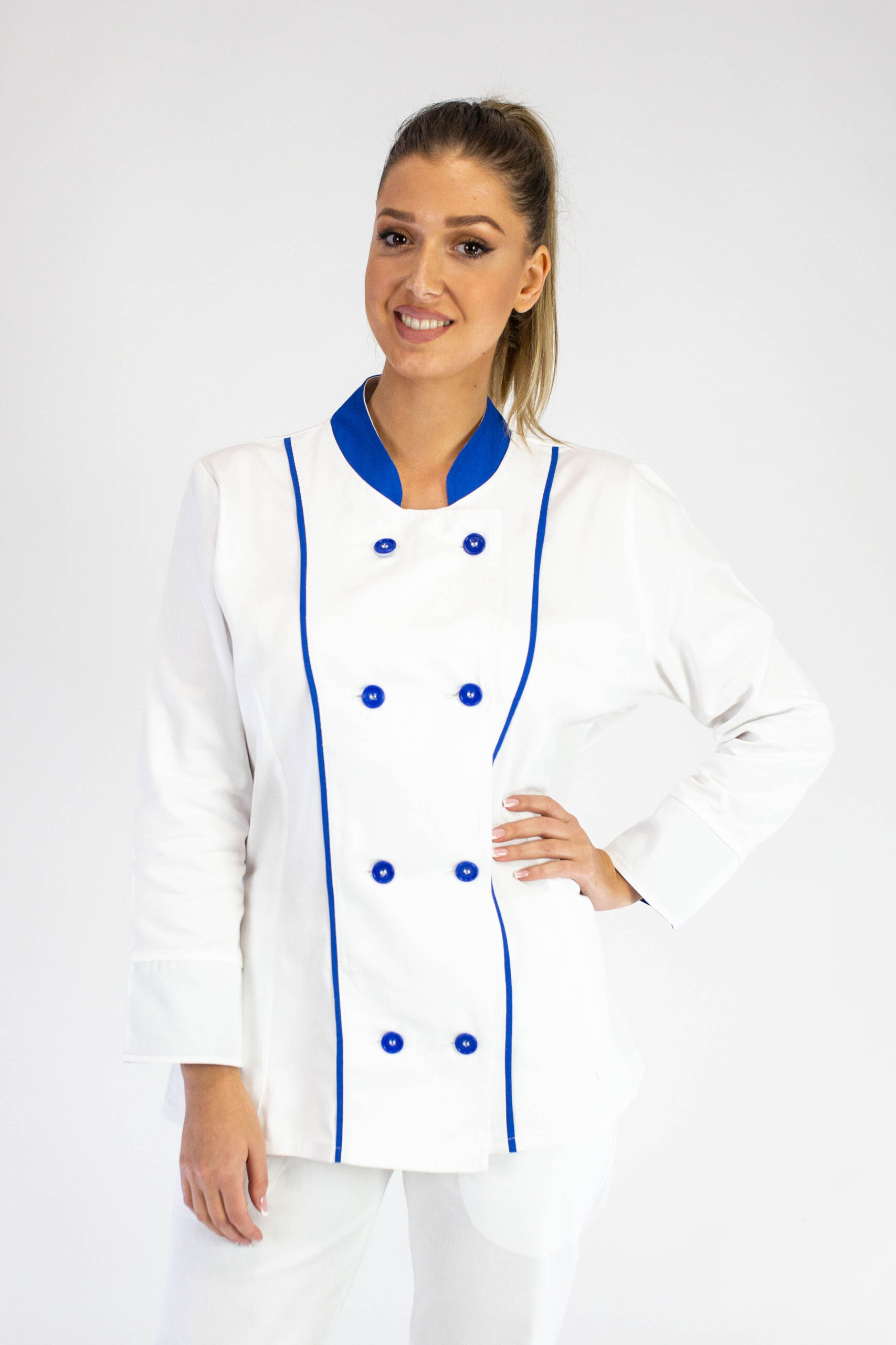 1-Kuvarska bluza zenska PLEASURE Belo plava