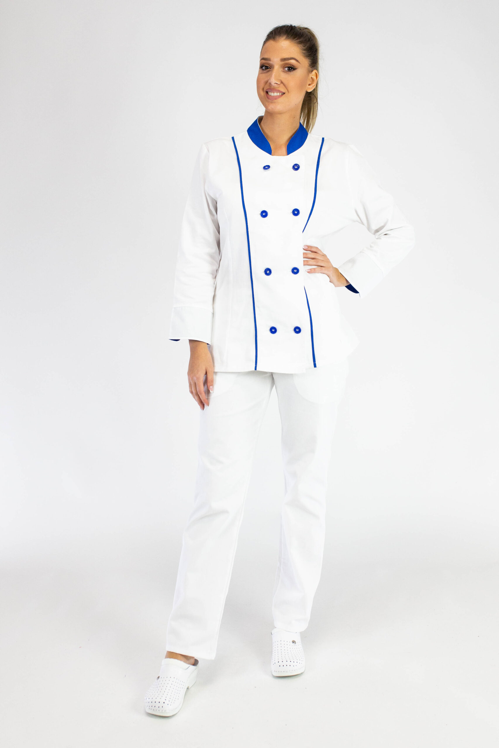 1-Kuvarska uniforma zenska PLEASURE Komplet Belo plava